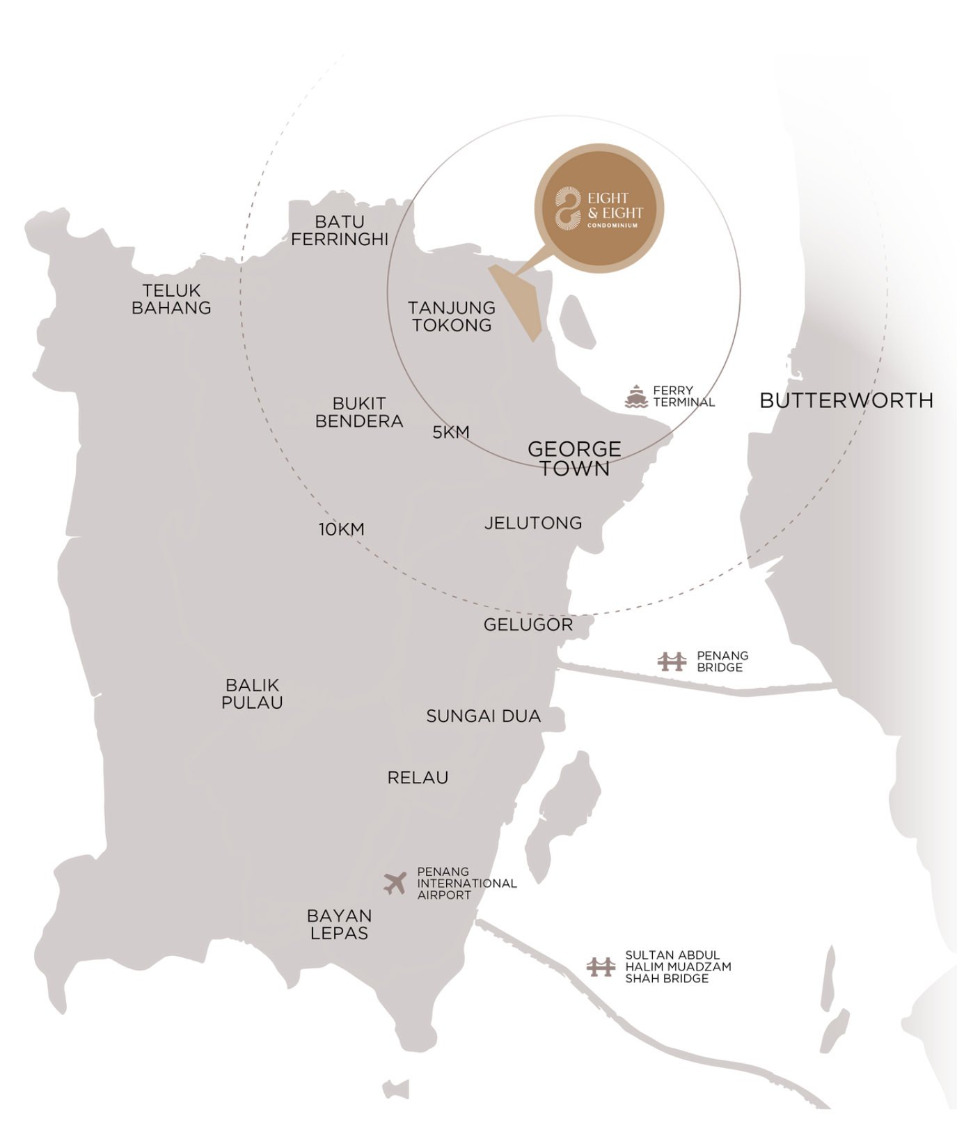 Location map of Eight & Eight at Tanjung Tokong, Penang